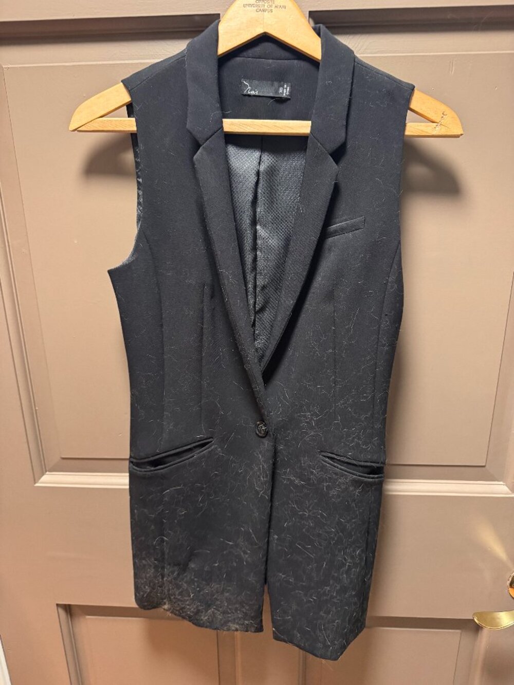 Noir Black Longline Tailored Vest XS